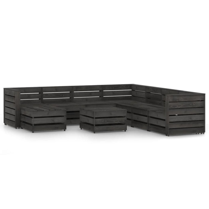 Set Divani da Giardino 9 pz in Legno di Pino Impregnato Grigio cod mxl 43303