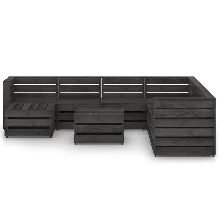 Set Divani da Giardino 9 pz in Legno di Pino Impregnato Grigio 3068088