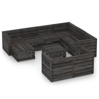 Set Divani da Giardino 10 pz in Legno di Pino Impregnato Grigio cod mxl 43332