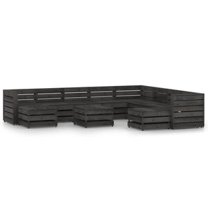 Set Divani da Giardino 11 pz in Legno di Pino Impregnato Grigio cod mxl 43346