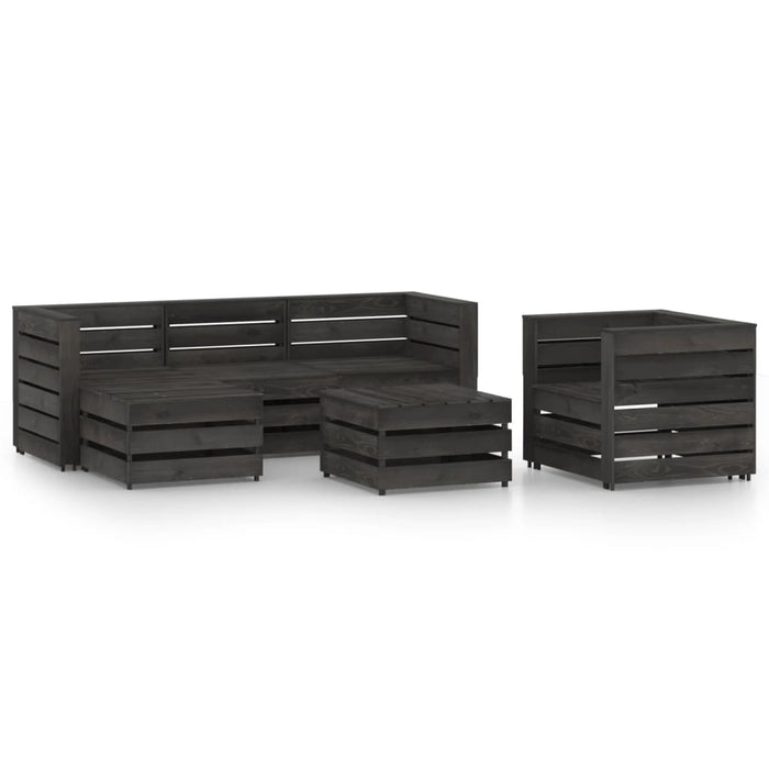 Set Divani da Giardino 6 pz in Legno di Pino Impregnato Grigio cod mxl 43401