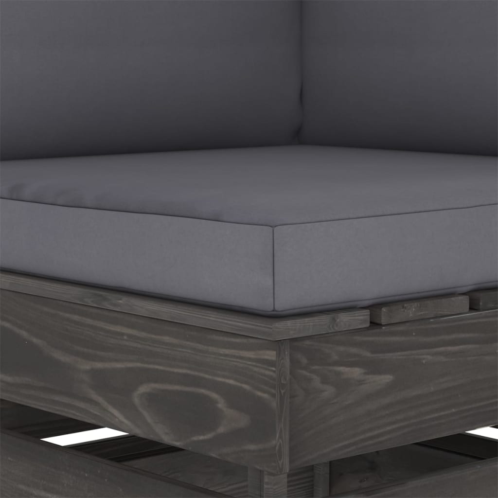 Divano Angolare Modulare con Cuscini in Legno Impregnato Grigio 3068108