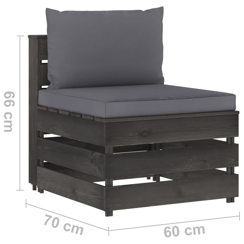 Set Salotto da Giardino 5pz con Cuscini Legno Impregnato Grigio 3068252