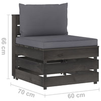 Set Salotto da Giardino 5pz con Cuscini Legno Impregnato Grigio 3068252