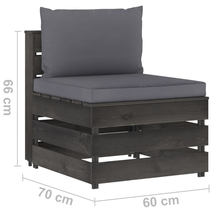 Set Salotto da Giardino 5pz con Cuscini Legno Impregnato Grigio 3068252