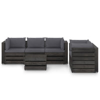 Set Salotto da Giardino con Cuscini 6pz Legno Impregnato Grigio 3068288