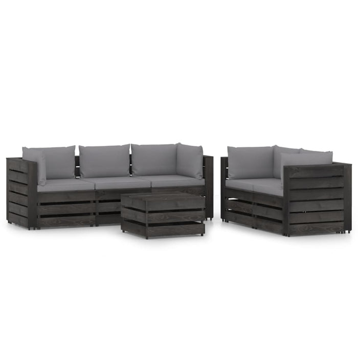 Set Divani da Giardino con Cuscini 6 pz Legno Impregnato Grigio cod mxl 42971