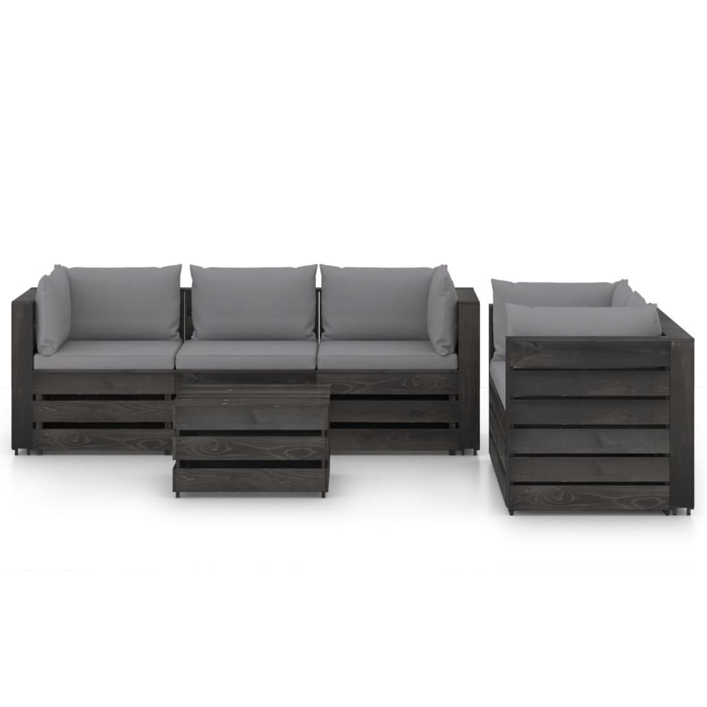 Set Salotto da Giardino con Cuscini 6pz Legno Impregnato Grigio 3068289