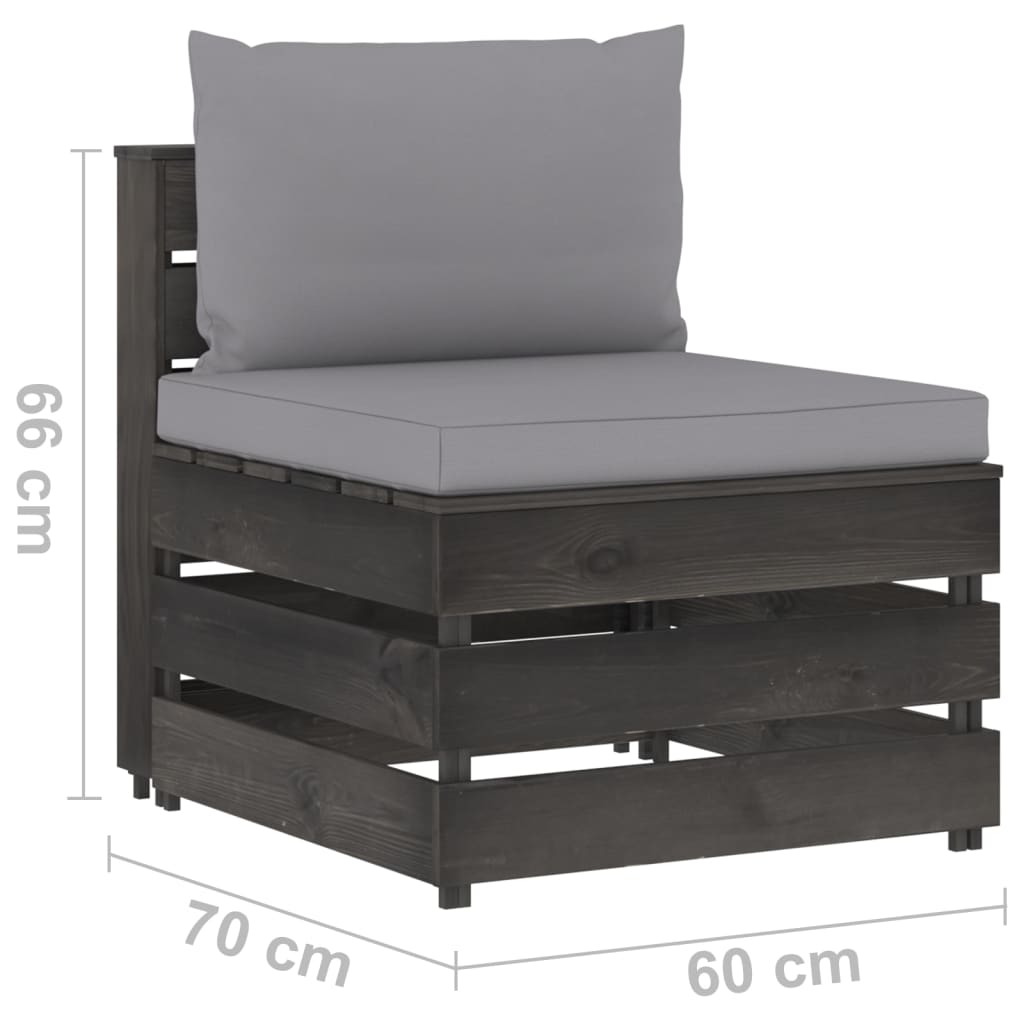 Set Salotto da Giardino con Cuscini 6pz Legno Impregnato Grigio 3068289