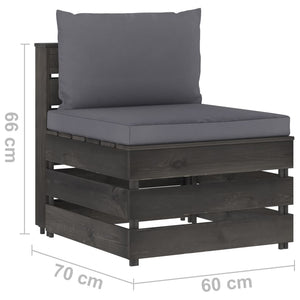 Set Salotto da Giardino 6pz con Cuscini Legno Impregnato Grigio 3068300