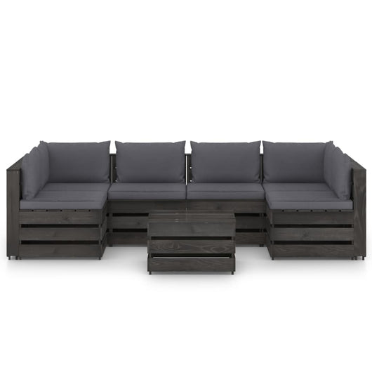 Set Salotto da Giardino con Cuscini 7pz Legno Impregnato Grigio 3068336