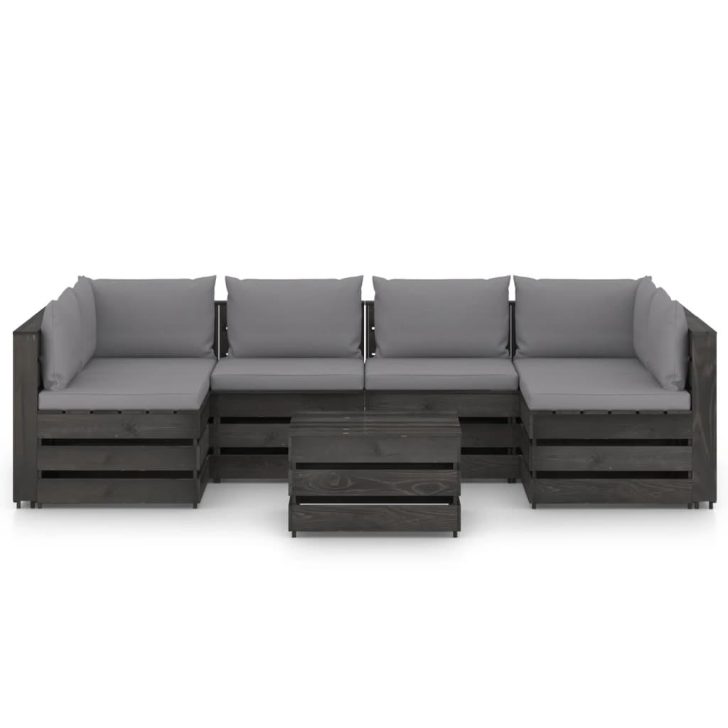 Set Salotto da Giardino con Cuscini 7pz Legno Impregnato Grigio 3068337