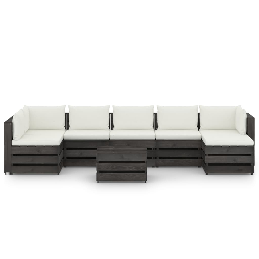 Set Salotto da Giardino con Cuscini 8pz Legno Impregnato Grigio 3068362