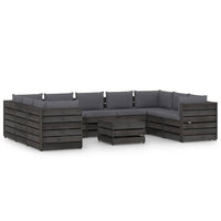 Set Salotto Giardino con Cuscini 10 pz Legno Impregnato Grigio 3068372