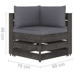 Set Salotto Giardino con Cuscini 10 pz Legno Impregnato Grigio 3068372