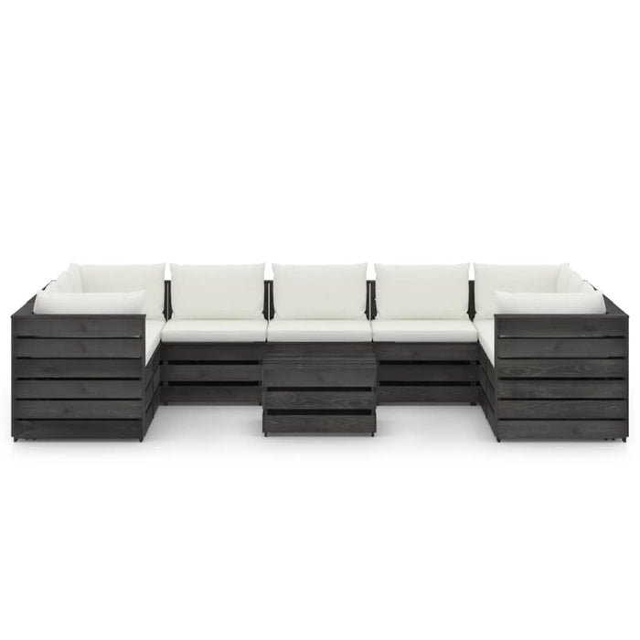 Set Salotto Giardino con Cuscini 10 pz Legno Impregnato Grigio 3068374