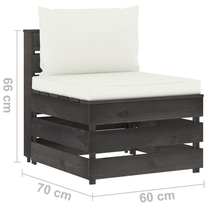 Set Salotto Giardino con Cuscini 10 pz Legno Impregnato Grigio 3068374