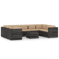 Set Salotto Giardino con Cuscini 10 pz Legno Impregnato Grigio 3068375