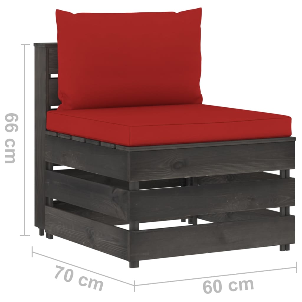 Set Salotto Giardino con Cuscini 10 pz Legno Impregnato Grigio 3068378