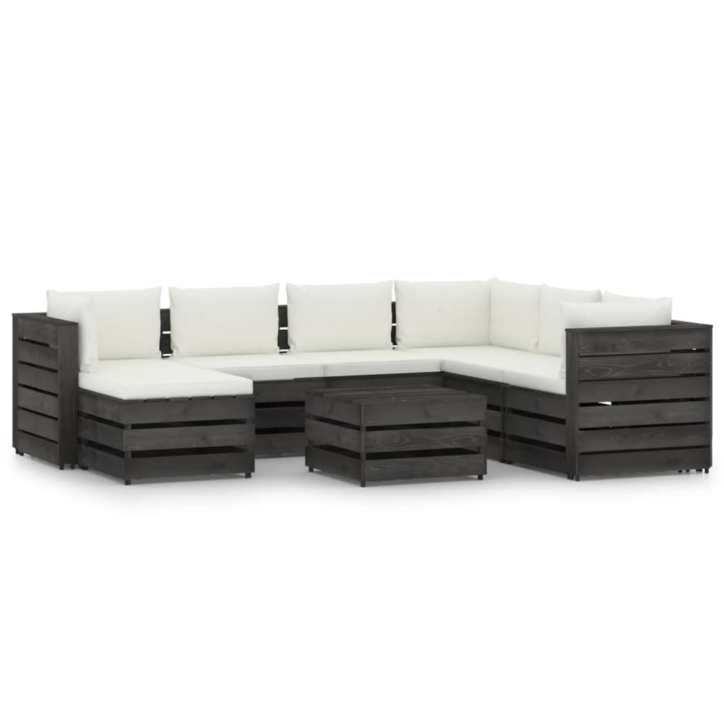 Set Salotto da Giardino con Cuscini 8pz Legno Impregnato Grigio 3068386