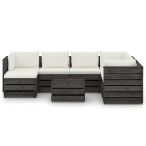 Set Salotto da Giardino con Cuscini 8pz Legno Impregnato Grigio 3068386