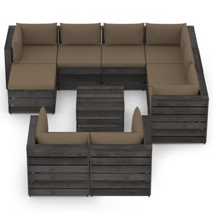 Set Divani da Giardino con Cuscini 10pz Legno Impregnato Grigio 3068416