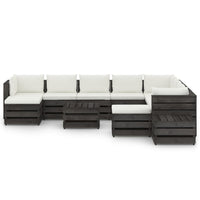 Set Salotto Giardino con Cuscini 12 pz Legno Impregnato Grigio 3068434