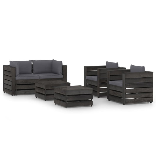 Set Salotto da Giardino 6pz con Cuscini Legno Impregnato Grigio 3068444