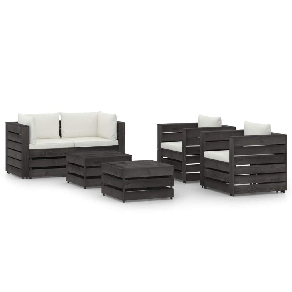 Set Salotto da Giardino 6pz con Cuscini Legno Impregnato Grigio 3068446