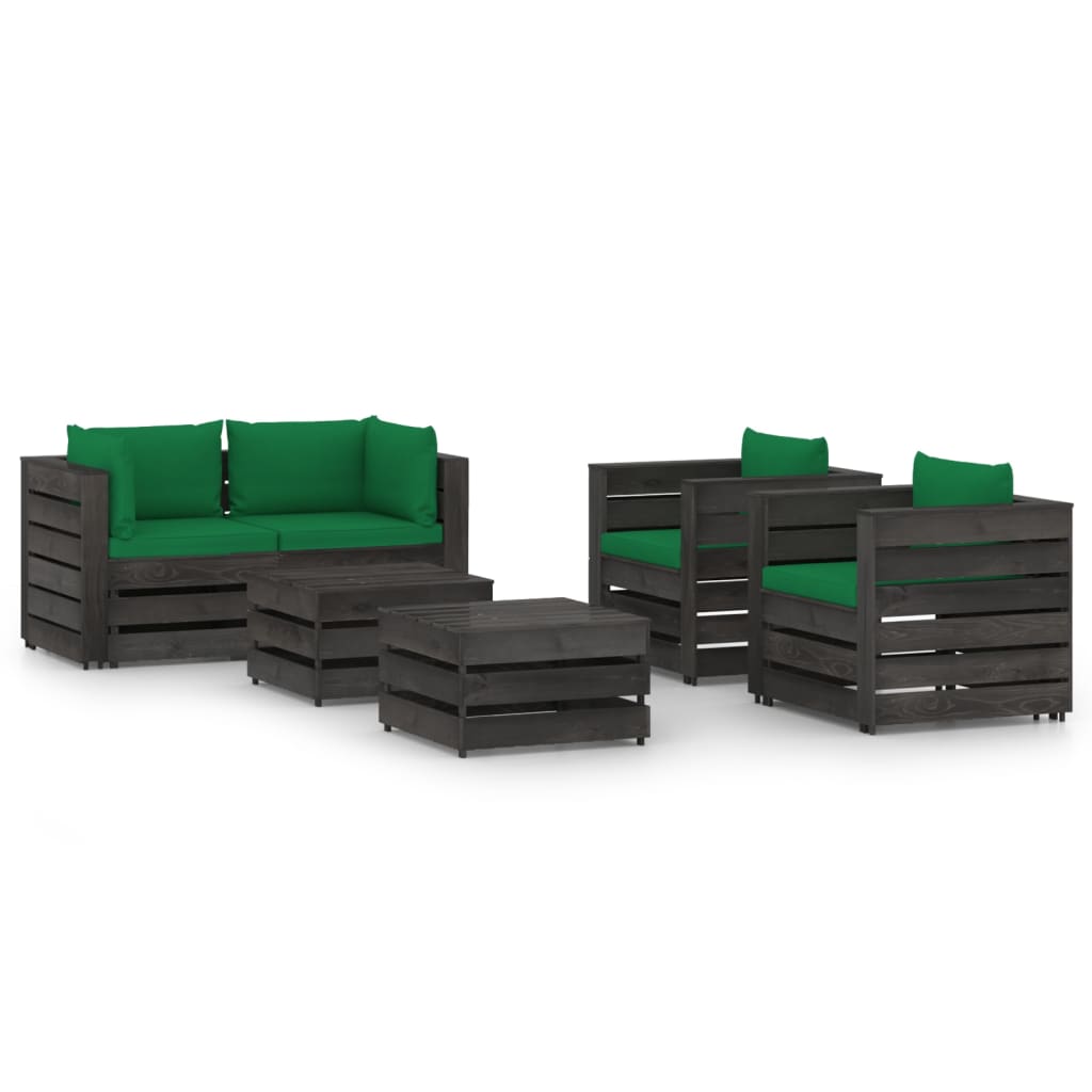 Set Salotto da Giardino 6pz con Cuscini Legno Impregnato Grigio 3068449