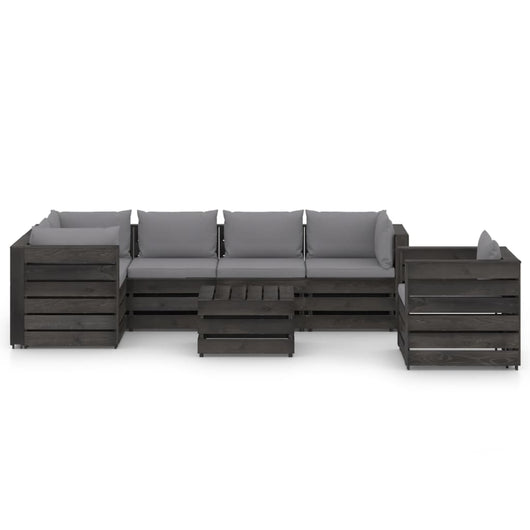 Set Salotto da Giardino con Cuscini 7pz Legno Impregnato Grigio 3068481