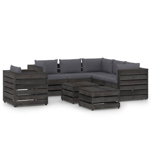 Set Divani da Giardino con Cuscini 8pz Legno Impregnato Grigio 3068492