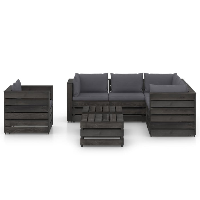 Set Divani da Giardino con Cuscini 8 pz Legno Impregnato Grigio cod mxl 43512