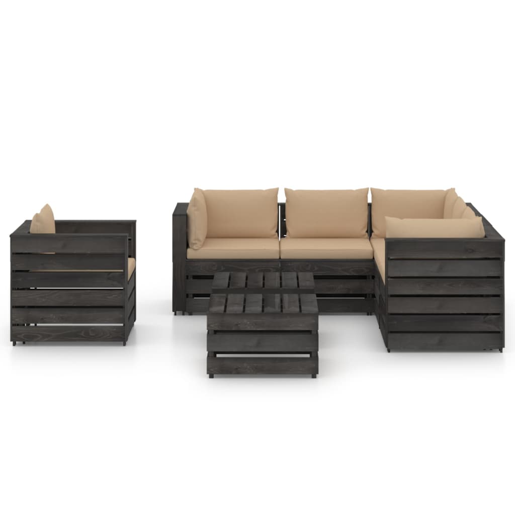 Set Divani da Giardino con Cuscini 8 pz Legno Impregnato Grigio cod mxl 43518