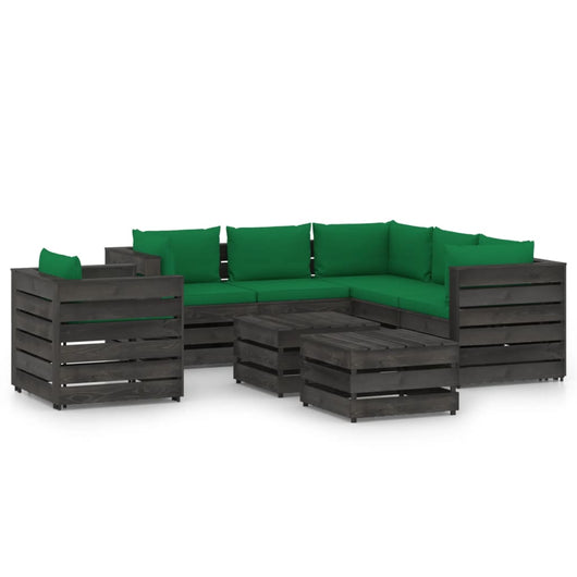 Set Salotto da Giardino con Cuscini 8pz Legno Impregnato Grigio 3068497