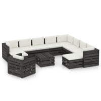 Set Divani da Giardino con Cuscini 12pz Legno Impregnato Grigio cod mxl 43533