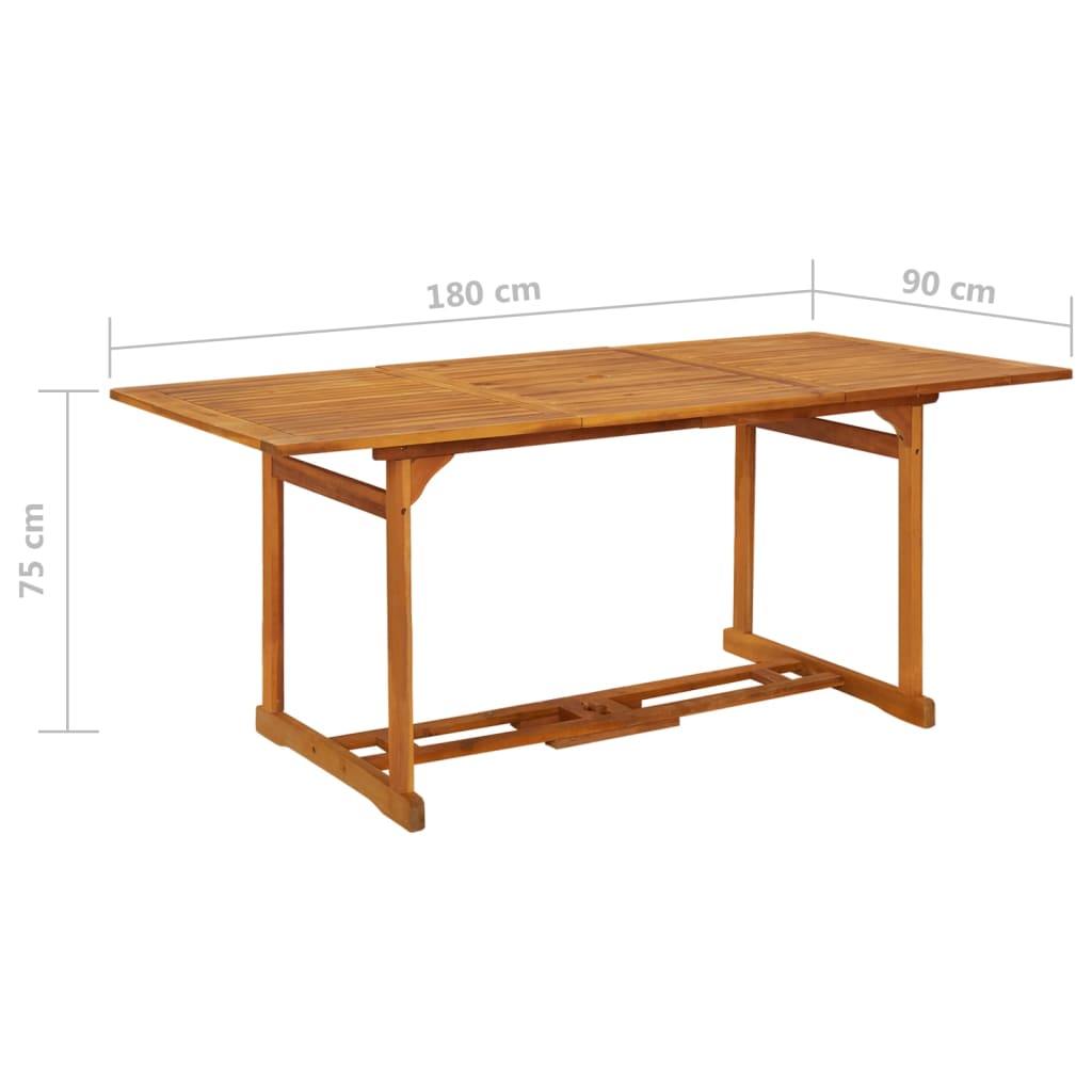 Tavolo da Pranzo per Esterni 180x90x75cm Legno Massello Acacia cod mxl 34405