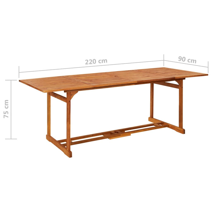 Tavolo da Pranzo per Esterni 220x90x75cm Legno Massello Acacia 315946