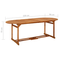 Tavolo da Pranzo per Esterni 220x90x75cm Legno Massello Acacia 315949