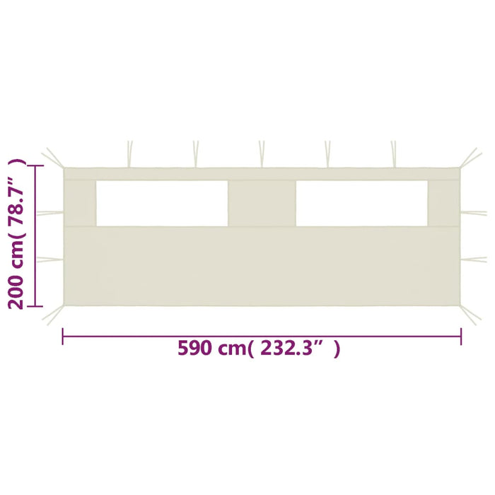 Parete con Finestre per Gazebo 6x2 m Crema cod mxl 76238