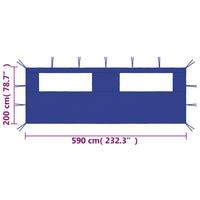 Parete con Finestre per Gazebo 6x2 m Blu 3070414