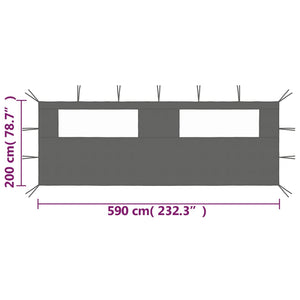 Parete con Finestre per Gazebo 6x2 m Antracite cod mxl 77093