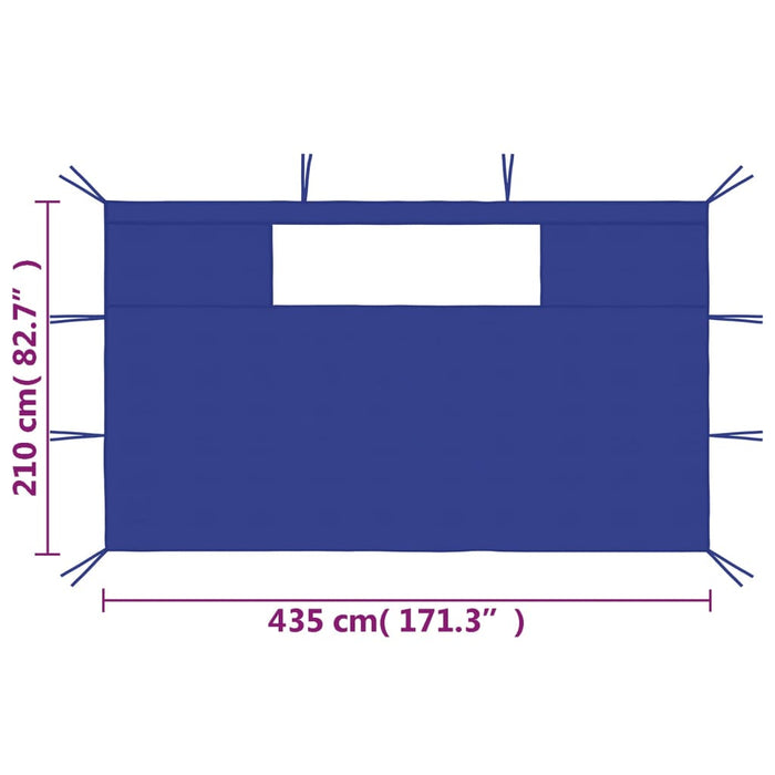 Pareti con Finestre per Gazebo 2 pz Blu cod mxl 64217