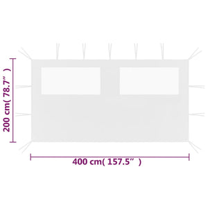 Parete con Finestre per Gazebo 4x2 m Bianca 3070424