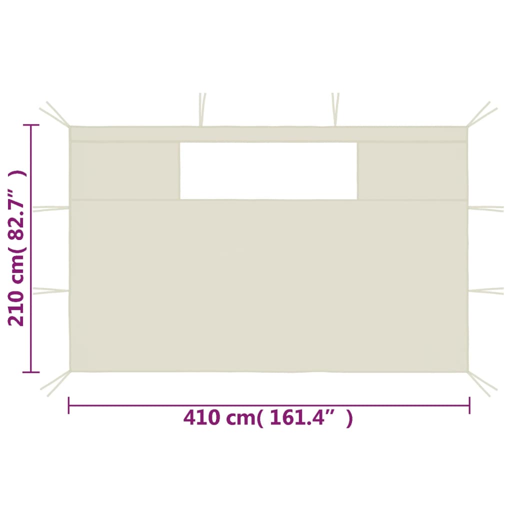 Pareti con Finestre per Gazebo 2 pz Crema cod mxl 63550