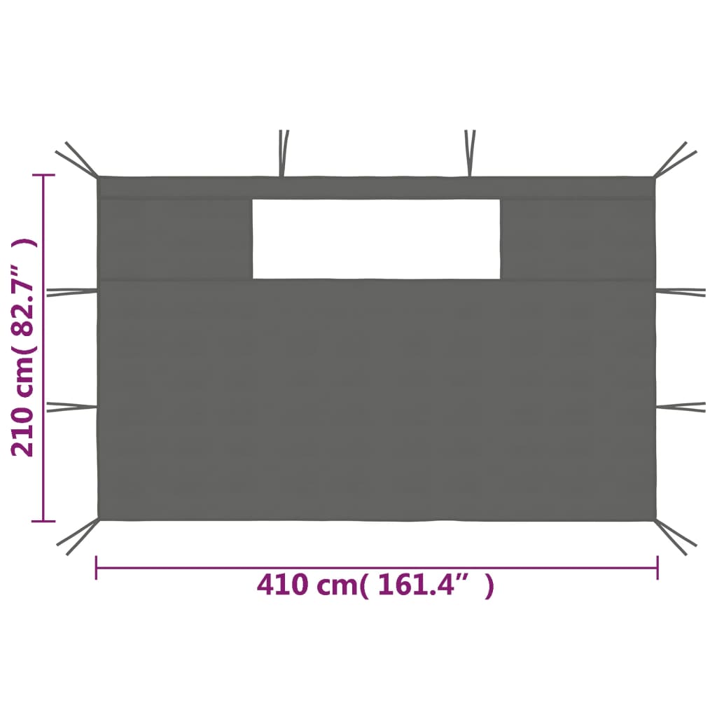 Pareti con Finestre per Gazebo 2 pz Antracite cod mxl 68991