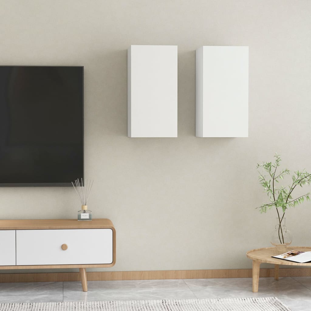 Mobili TV Bianchi 2 pz 30,5x30x60 cm in Legno Multistrato 803327