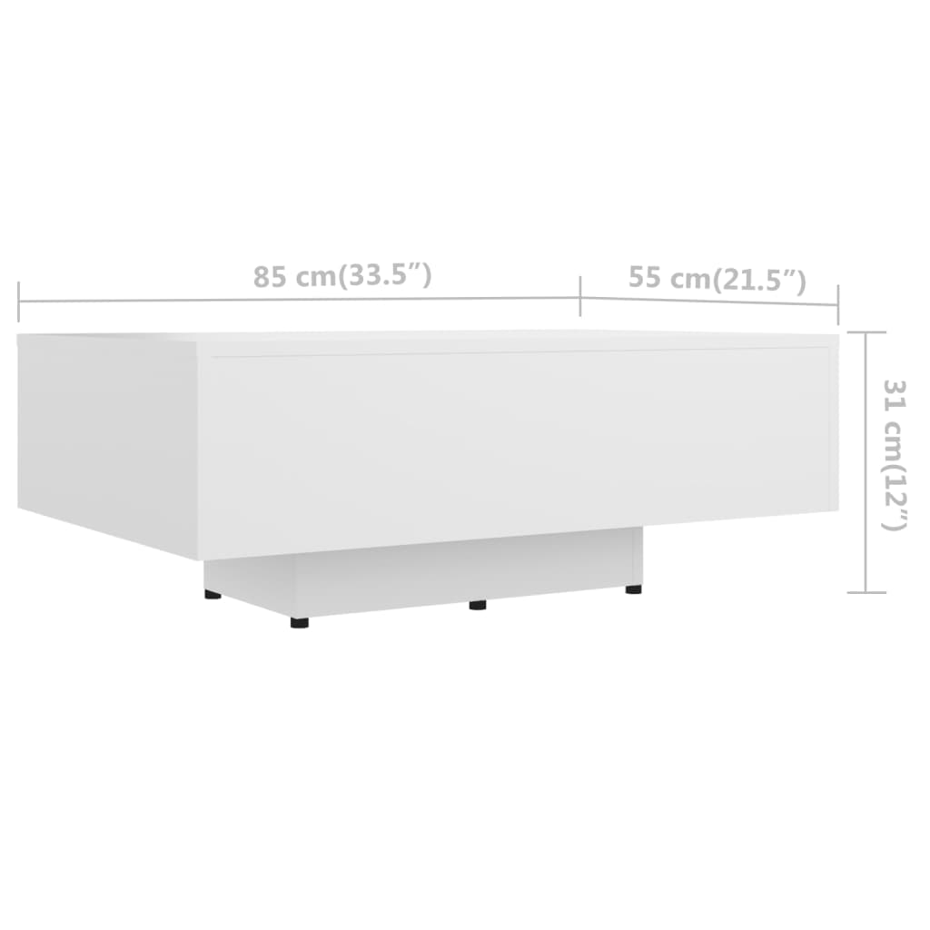 Tavolino da Salotto Bianco 85x55x31 cm in Legno Multistrato