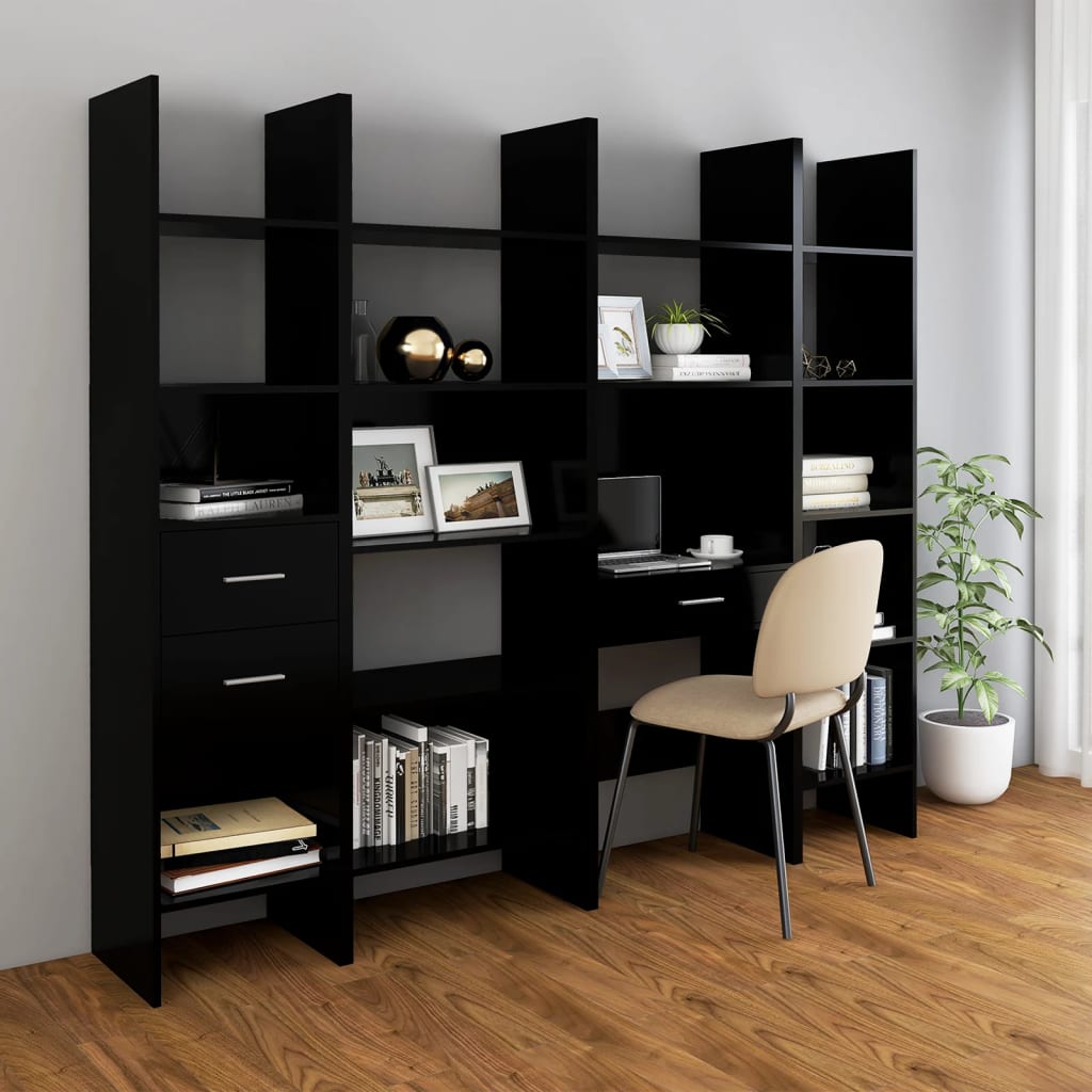 Libreria Nera 40x35x180 cm in Truciolato cod 11298