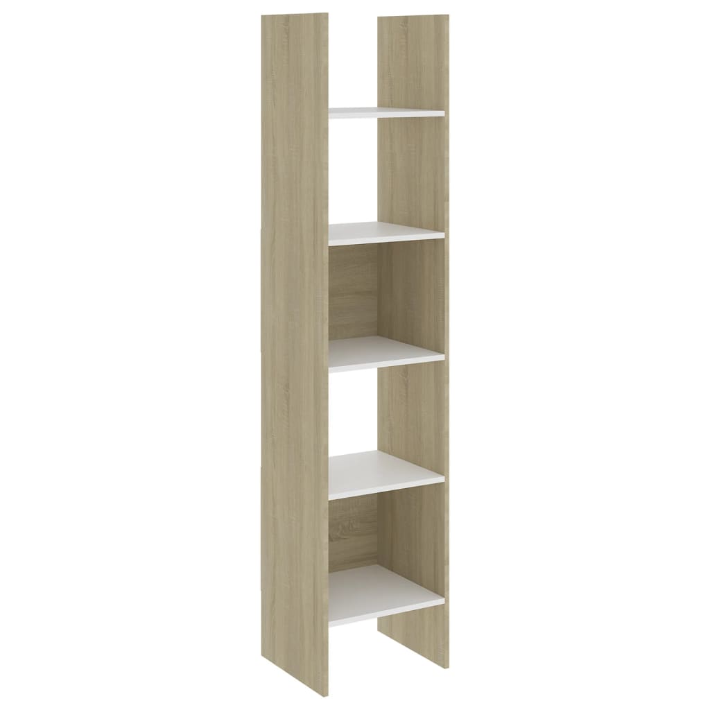 Libreria Bianca e Rovere Sonoma 40x35x180 cm Legno Multistrato 803403